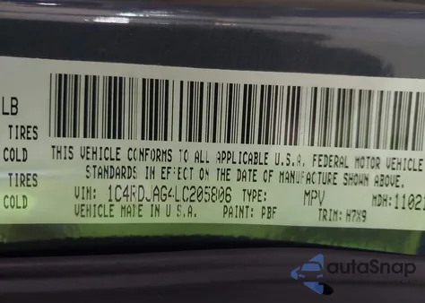 2020 Dodge Durango Sxt Plus Awd z USA, uszkodzony, nr VIN 1C4RDJAG4LC205806